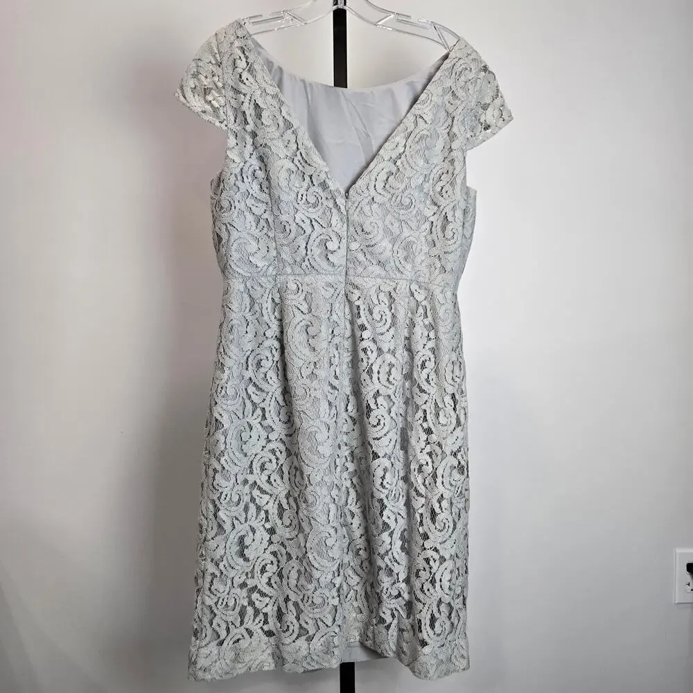 J. Crew Lace Sheath Dress Elsa Light Gray Event Cocktail‎ Party Plus 16